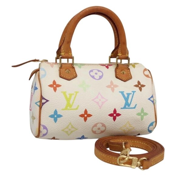 LOUIS VUITTON Monogram Multicolor Mini Speedy Bag White M92645 LV Auth 132610 - Picture 1 of 16